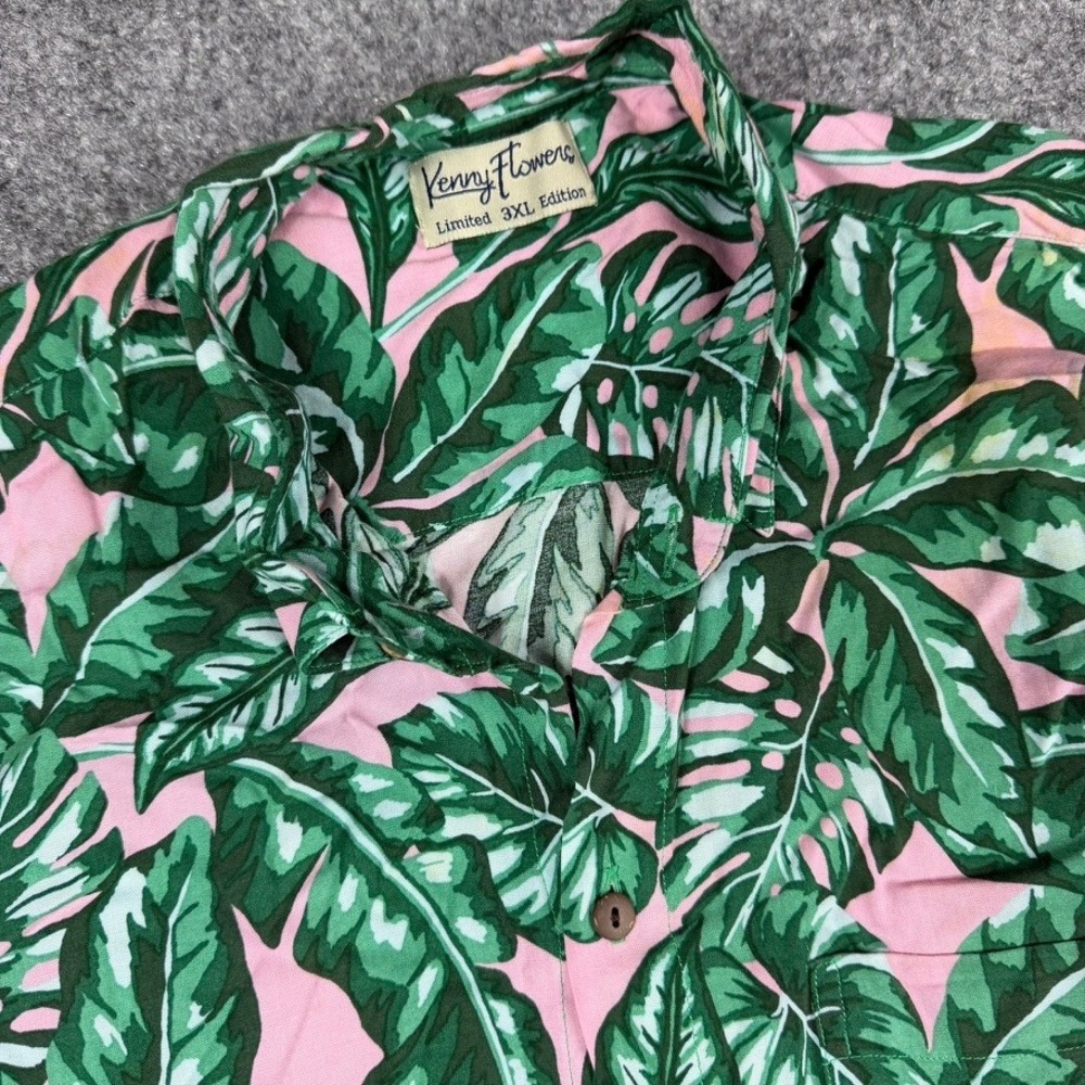 Kenny Flowers Limited Edition Button Down Shirt Mens 3XL Pink Green Tropical